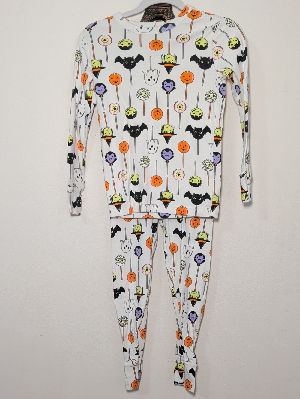 Gap Kids Halloween Cake Pop Pajamas White Black Orange 100% Cotton Unisex Size 6